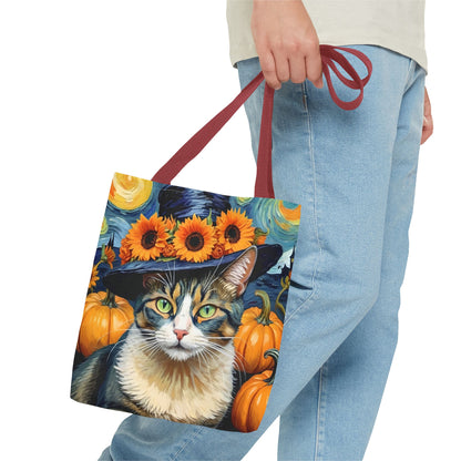 Van Gogh-Inspired Halloween Cat Tote
