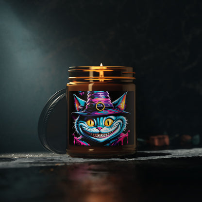 Halloween Cheshire Cat Scented Soy Candle (Amber Jar)