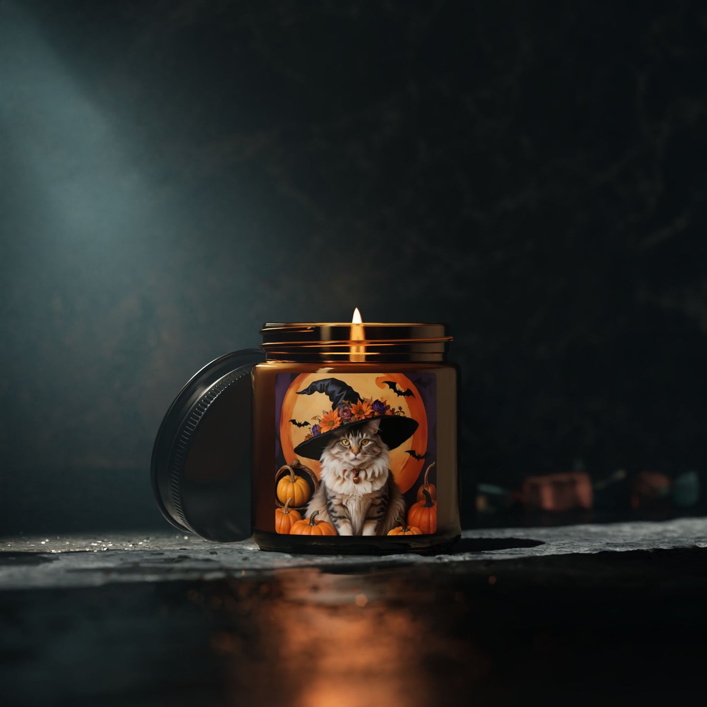 Halloween Sandro Botticelli Cat Scented Soy Candle 3 (Amber Jar)