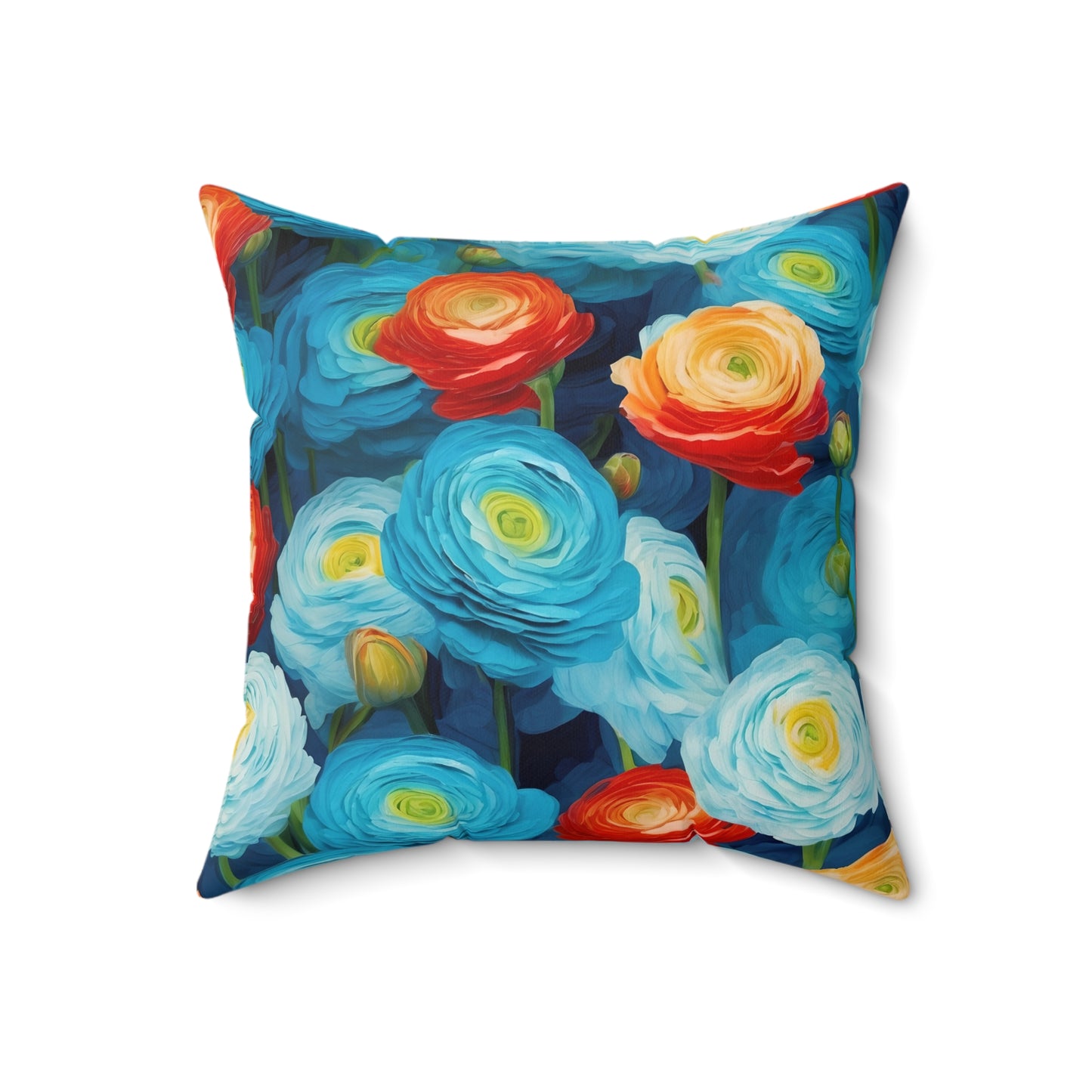 Claude Monet inspired Blue Ranunculus Square Pillow