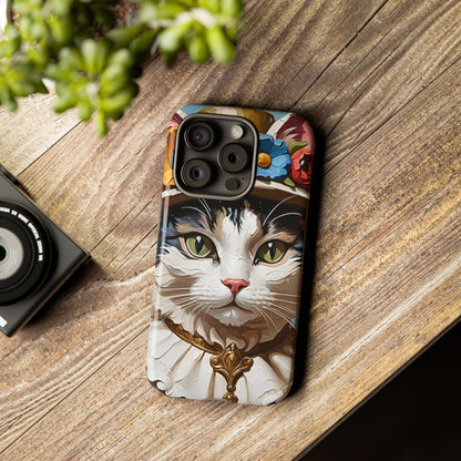 Oil Painting Cat Tough Phone Cases (A Lady)