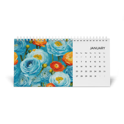 Vincent Van Gogh and Claude Monet inspired Floral Desk Calendar (2025 grid)