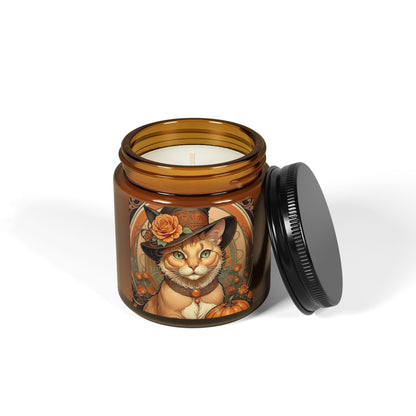 Halloween Alphonse Mucha Cat Scented Soy Candle 2 (Amber Jar)