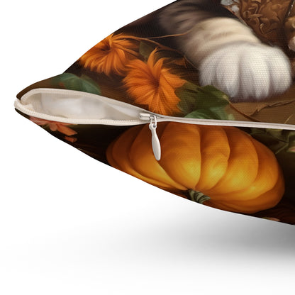 Halloween Rococo Kitten Square Pillow