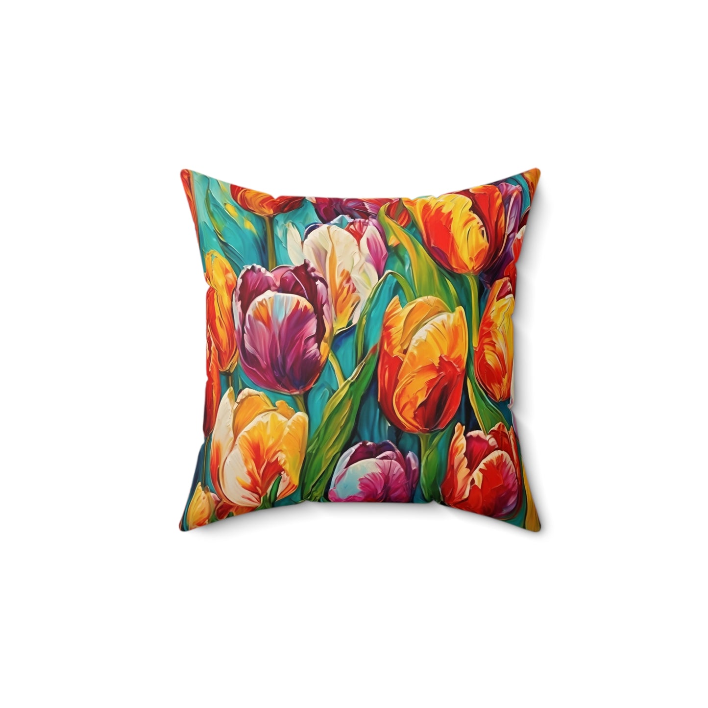 Vincent Van Gogh inspired Colorful Tulips Square Pillow