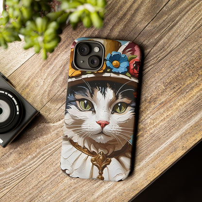Oil Painting Cat Tough Phone Cases (A Lady)