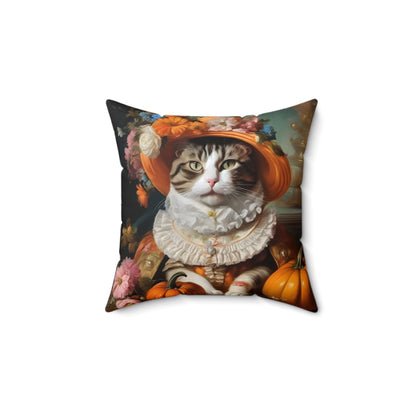 Halloween Rococo Cat Square Pillow