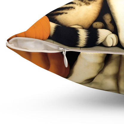 Halloween Piero Della Francesca Cat Square Pillow