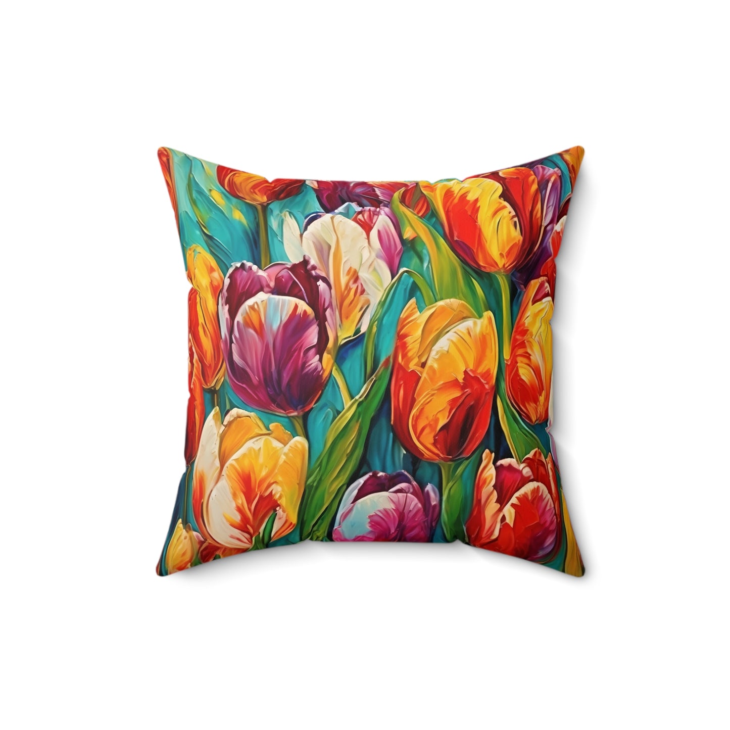 Vincent Van Gogh inspired Colorful Tulips Square Pillow