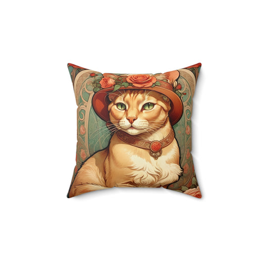 Art Nouveau Cat Square Pillow