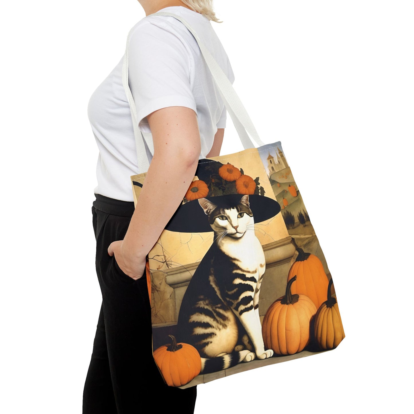 Halloween Piero della Francesca Renaissance Cat Tote