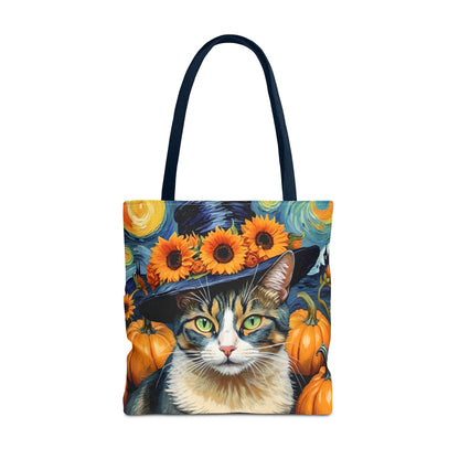 Van Gogh-Inspired Halloween Cat Tote