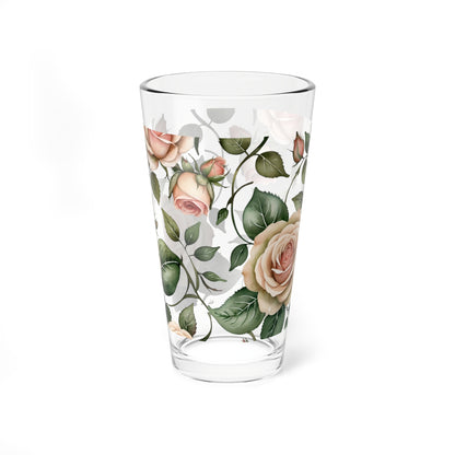 Watercolor Roses Mixing Glass, 16oz