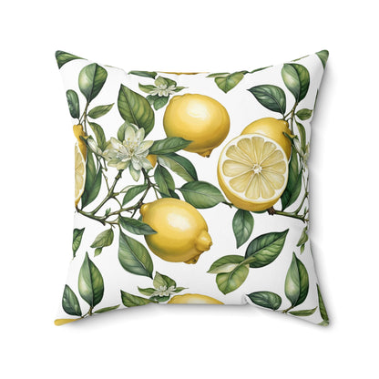 Rococo Blooming Lemons White Square Pillow