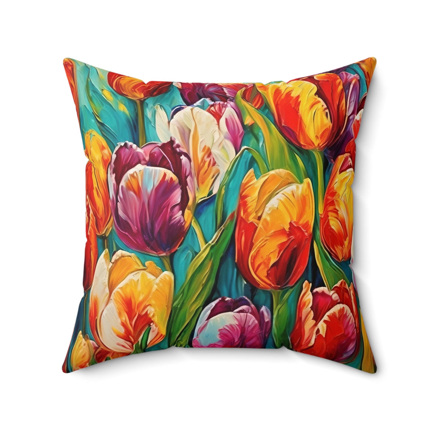 Vincent Van Gogh inspired Colorful Tulips Square Pillow