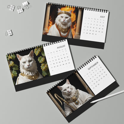 Cats of Olympus Desktop Calendar (2025 grid)