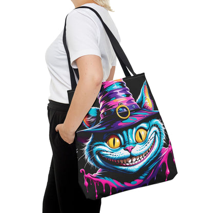 Halloween Cheshire Cat Tote Bag Black