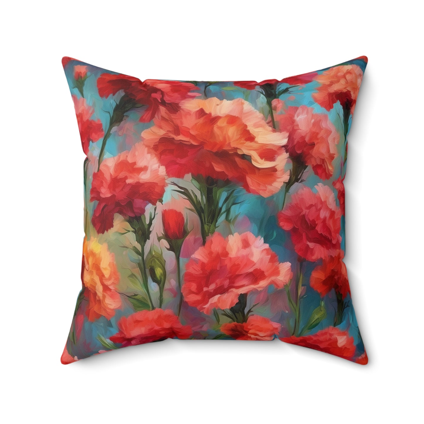 Claude Monet inspired Carnations Square Pillow