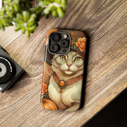 Halloween Alphonse Mucha Tough Phone Cases (A gentleman cat)