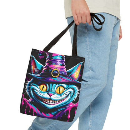 Halloween Cheshire Cat Tote Bag Black