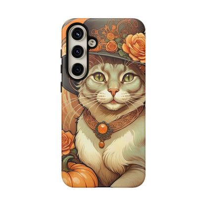 Halloween Alphonse Mucha Tough Phone Cases (A gentleman cat)