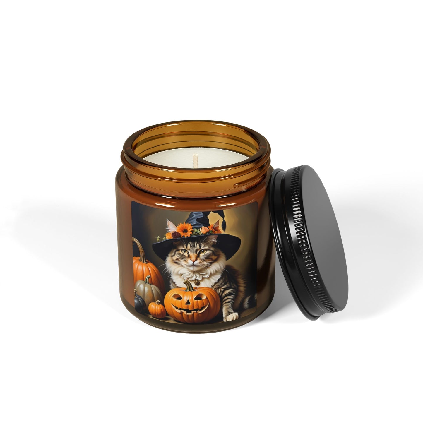 Halloween Rembrandt Cat Scented Soy Candle (Amber Jar)