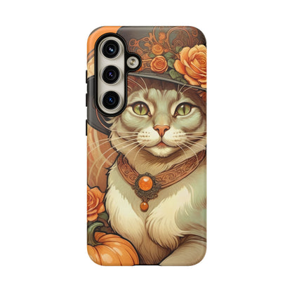Halloween Alphonse Mucha Tough Phone Cases (A gentleman cat)